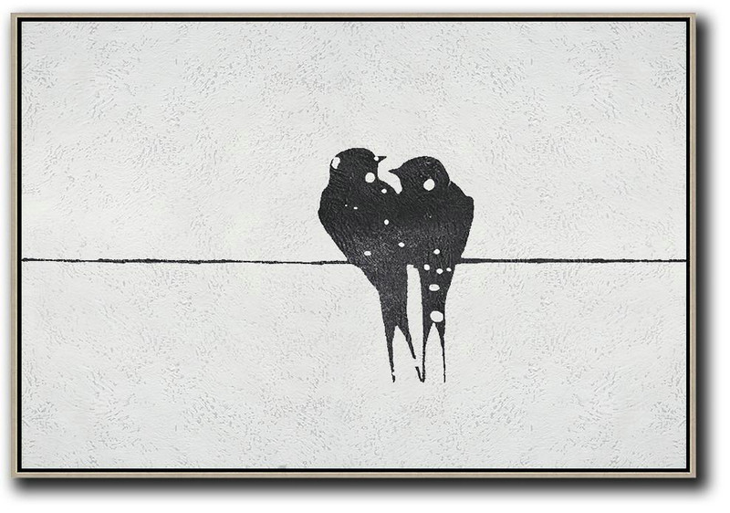Hand-Painted Canvas Art,Oversized Horizontal Minimal Art On Canvas - Living Room Canvas Art